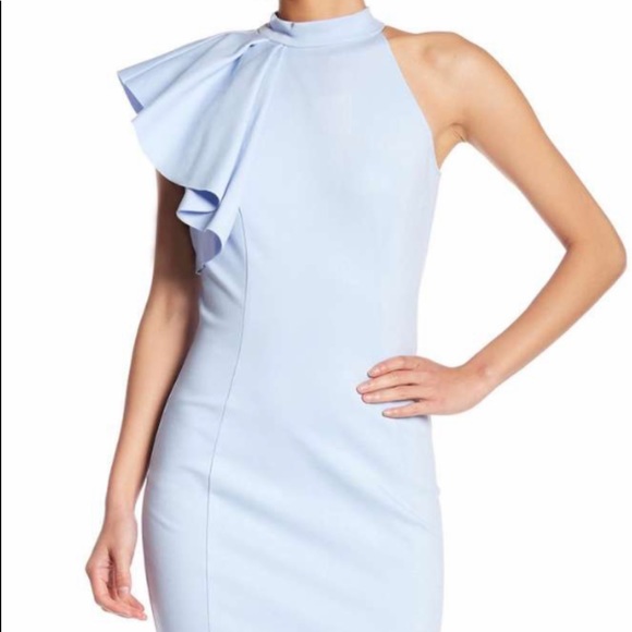 Lovely ruffle bodycon blue dress - Picture 2 of 4